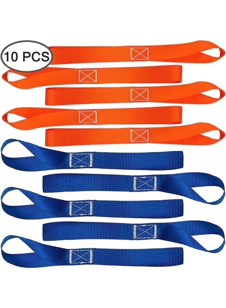 10 Pcs Soft Loop Tie Down Straps, 1,500lb Load Capacity 4,500lb Breaking Strength Belts for Secure and Confident Trailering of Motorcycle Dirt Bike ATV UTV - Blue, Orange - Image 3